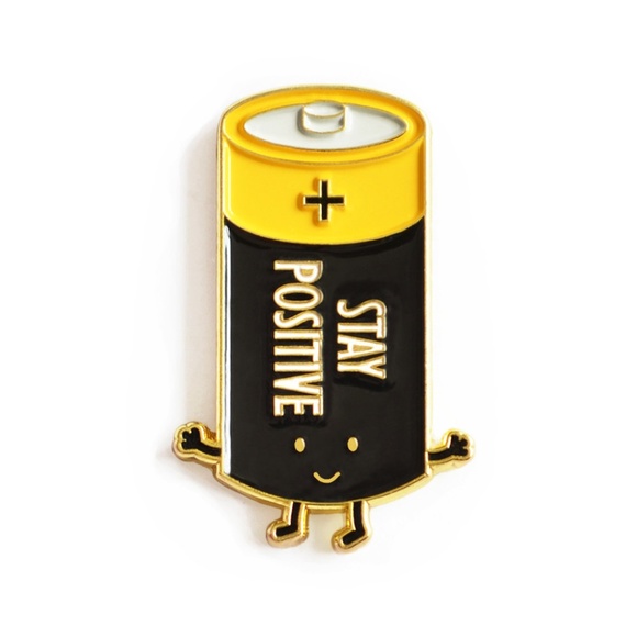 Jewelry - 5/$20 Stay Positive Cute Battery Enamel Pin